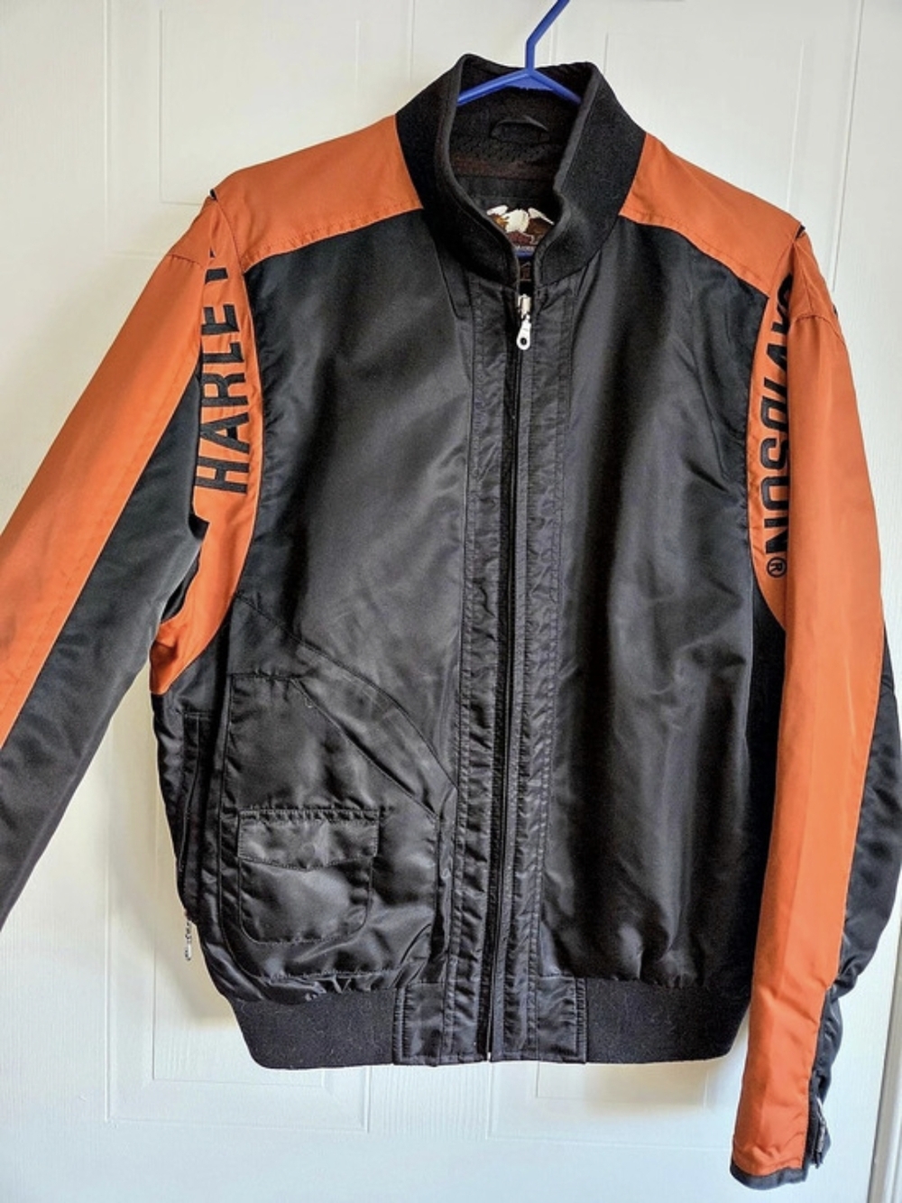 Harley-Davidson Black & Orange Bomber Jacket Size Medium